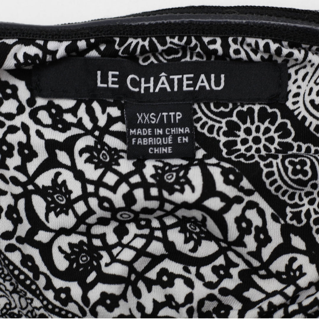 Y2K Ladies Le Chateau Halter Top Black White Paisley Pattern Size XXS