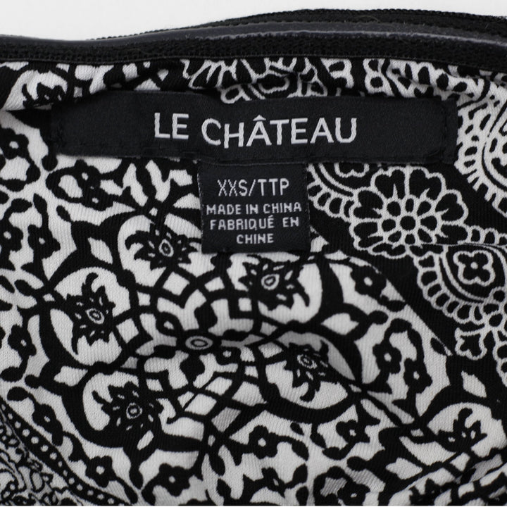 Y2K Ladies Le Chateau Halter Top Black White Paisley Pattern Size XXS