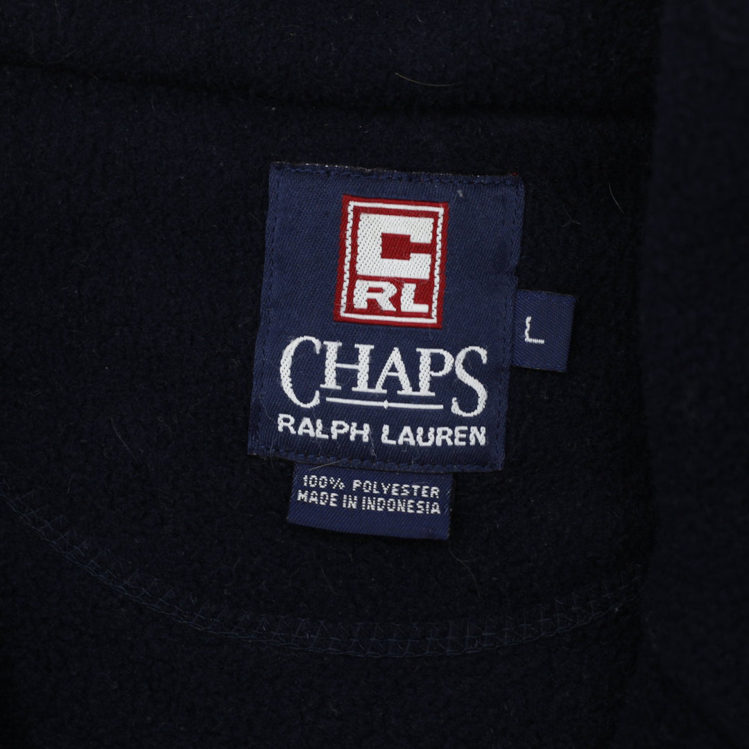 Vintage Mens Chaps Ralph Lauren Navy Fleece Jacket Full Zip Large | Migration_Fleece - Back View | Fashion Rerun
