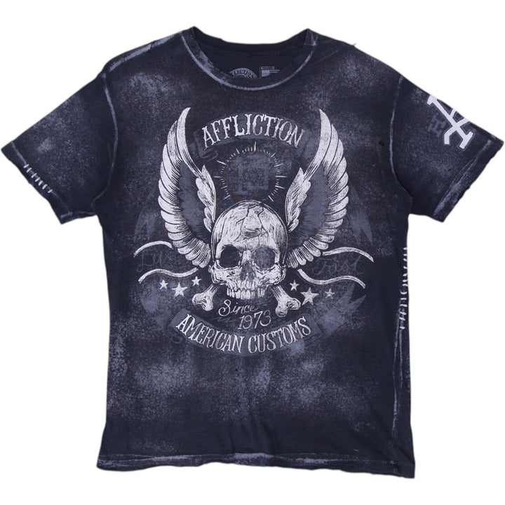Y2K Affliction Skull Graphic Streetwear T-Shirt Size M
