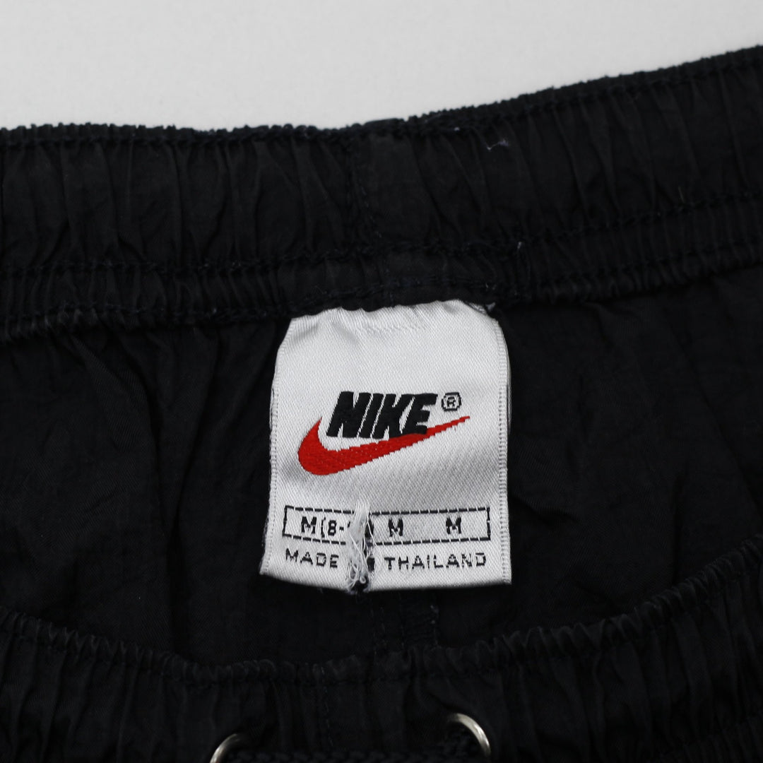 Vintage Ladies Nike Adjustable Waistband Black Sports Nylon Shorts | Migration_Shorts - Back View | Fashion Rerun