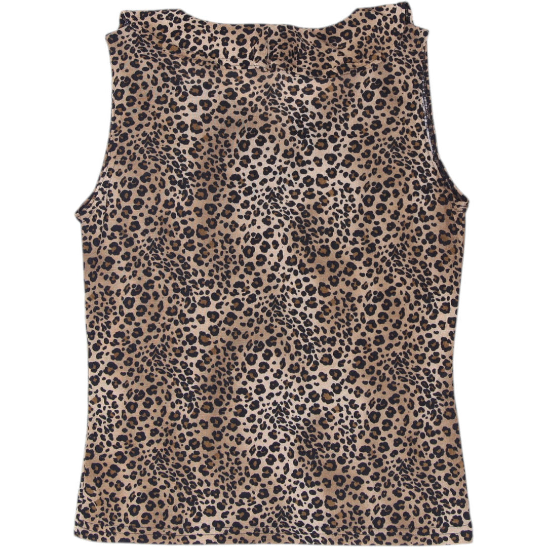 Y2K Ladies Susan Lawrence Leopard Print V-Neck Tank Top Size S
