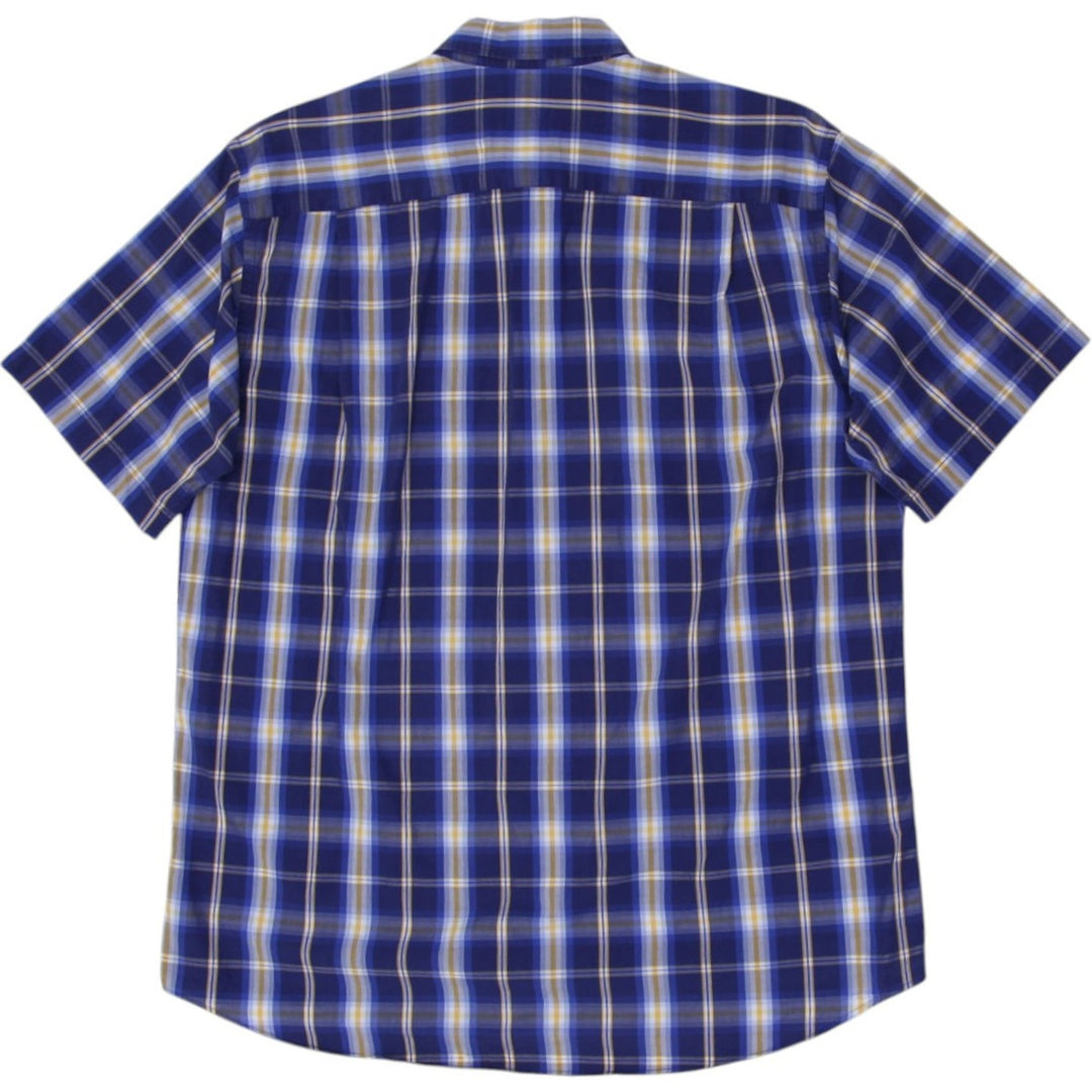 Vintage Mens Lacoste Short Sleeve Shirt Blue Plaid Casual | Migration_Shirt UAENAT20 - Side View | Fashion Rerun