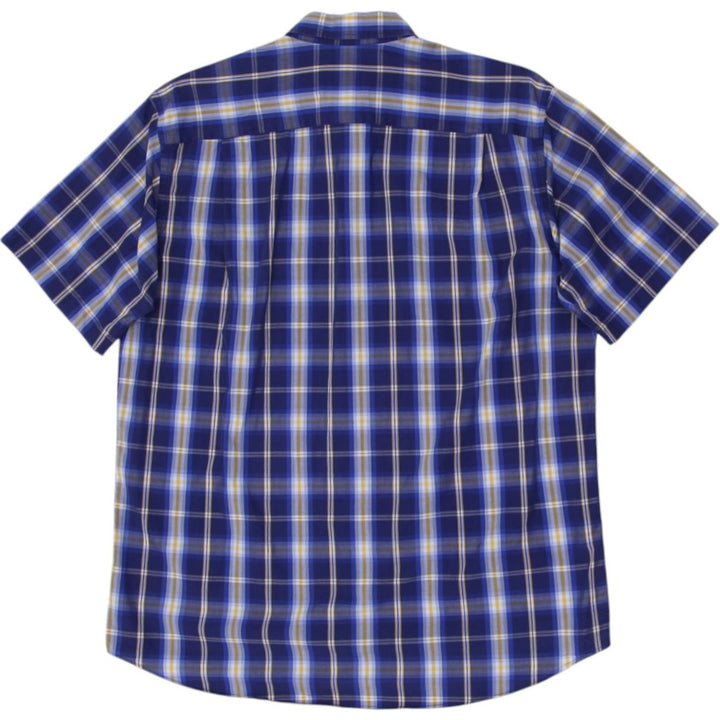 Vintage Mens Lacoste Short Sleeve Shirt Blue Plaid Casual | Migration_Shirt UAENAT20 - Side View | Fashion Rerun
