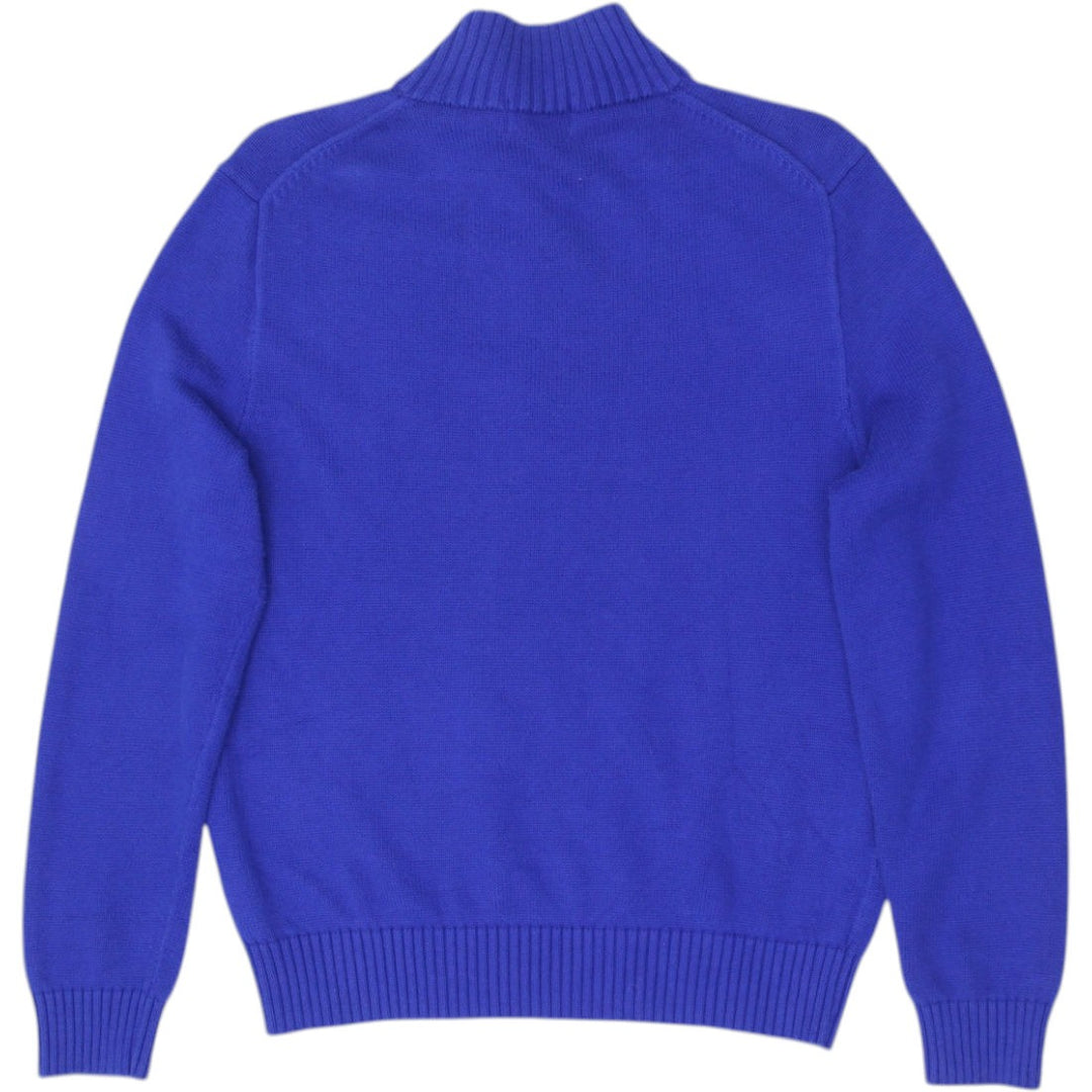 Mens Polo Ralph Lauren Royal Blue Quarter Zip Knitwear Sweater Size L