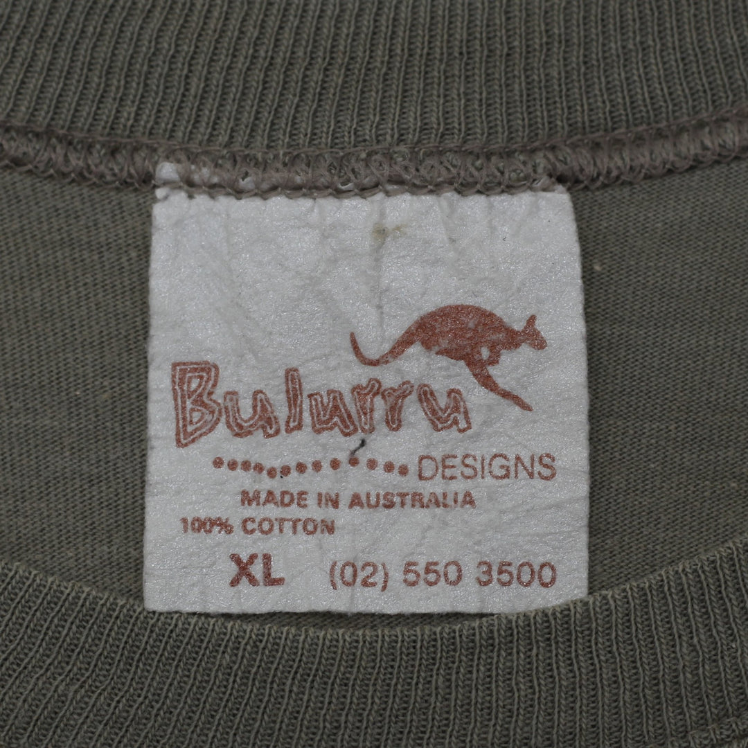 Vintage Mens Bularuu T-Shirt Gray Aboriginal Art Graphic