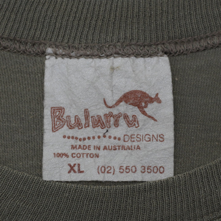 Vintage Mens Bularuu T-Shirt Gray Aboriginal Art Graphic