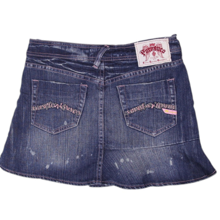 Y2K Ladies Parasuco Distressed Style Blue Denim Skirt Size L