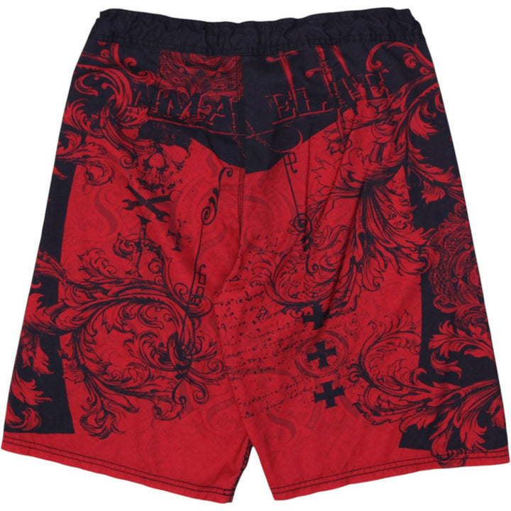 Y2K Mens Elite Red Graphic Casual Shorts Skulls