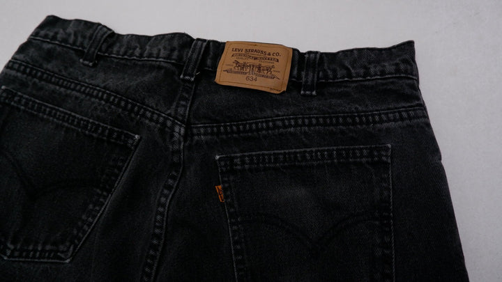Vintage Mens Levis 634 Black Jeans Straight Fit Denim