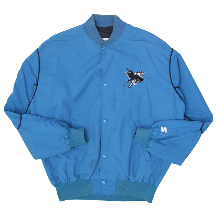 Vintage Starter San Jose Sharks Mini Logo Blue NHL Bomber Jacket