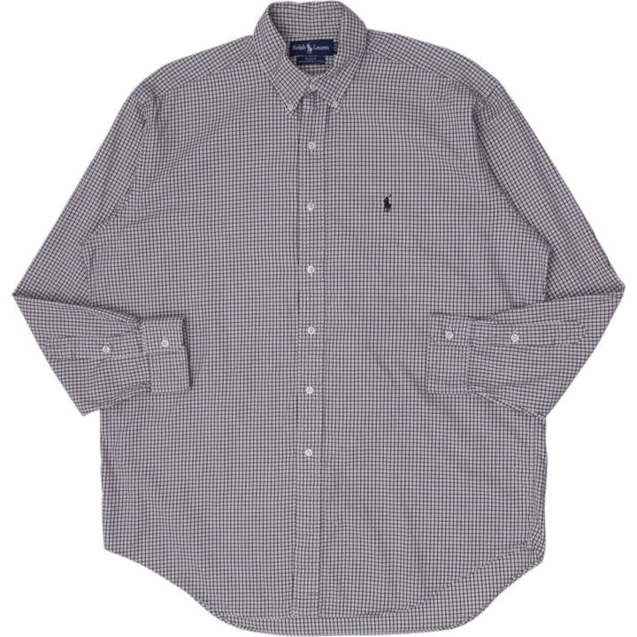 Vintage Mens Ralph Lauren Blake Grid Check Button-Down Shirt Size L