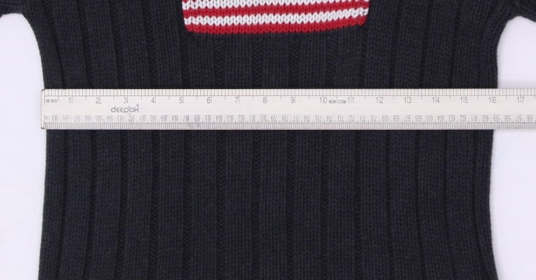 Vintage Polo Ralph Lauren Ribbed American Flag Charcoal Grey Knit Sweater