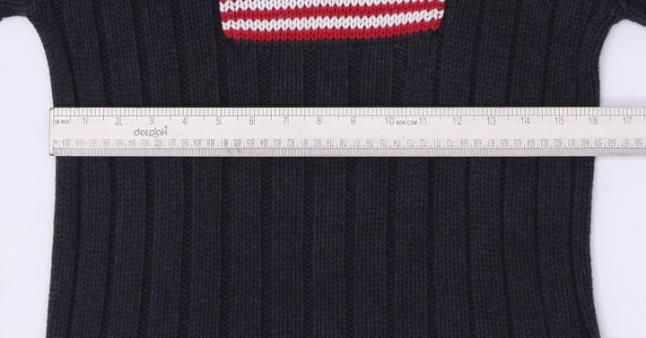 Vintage Polo Ralph Lauren Ribbed American Flag Charcoal Grey Knit Sweater