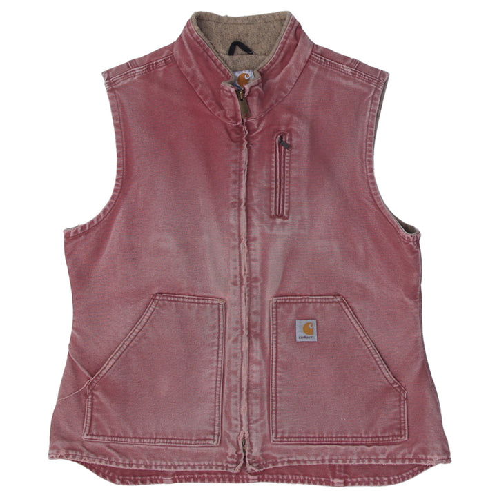 Ladies Carhartt WV001 VRS Faded Pink Fleece Lined Duck Vest