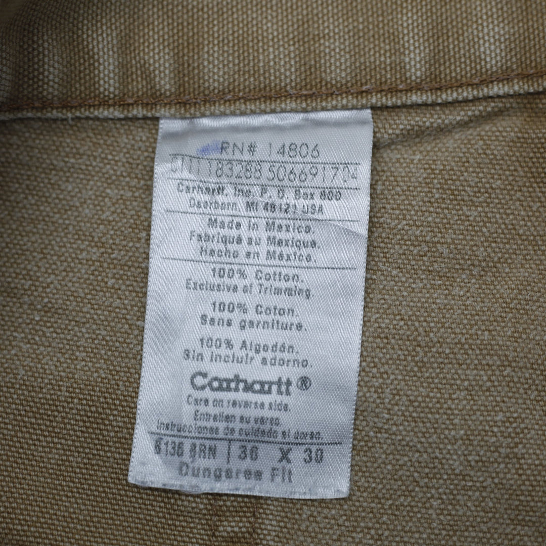 Mens Carhartt B136 BRN Dungaree Fit Double Knee Workwear Pants Size 36 X 30