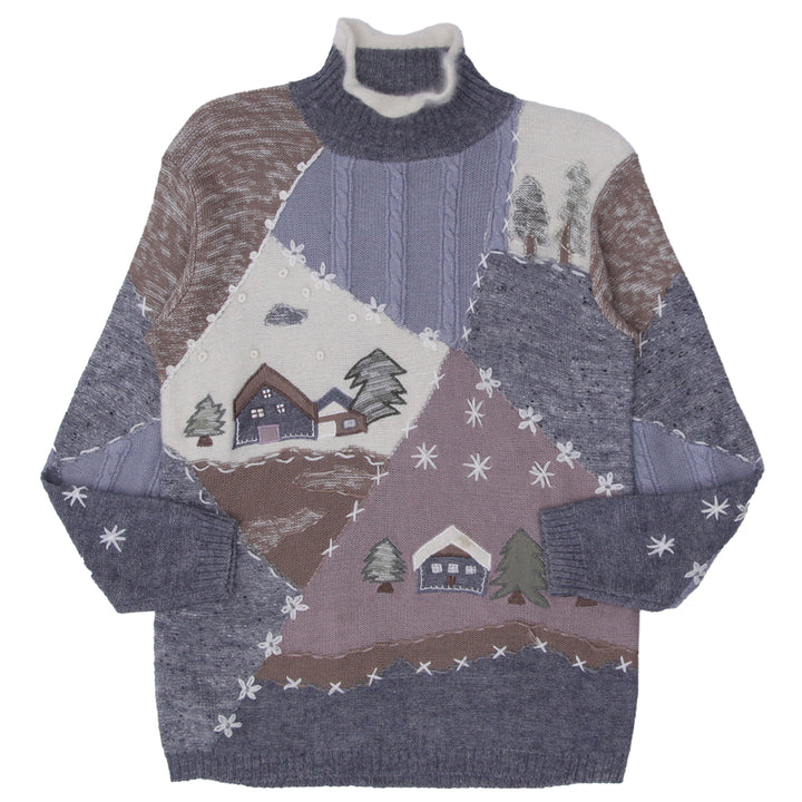 Vintage Sussan Knitwear Hand Embroidered Knit Turtle Neck Sweater Ladies - Fashion Rerun Vintage Migration_Sweaters