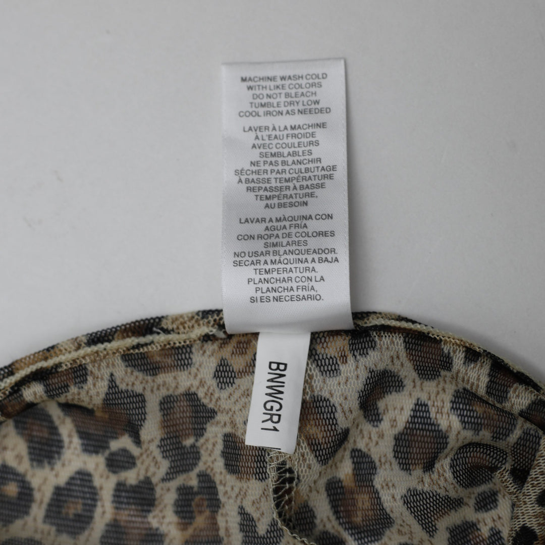 Y2K Ladies Leopard Print Sheer Mesh Cami Top Size S