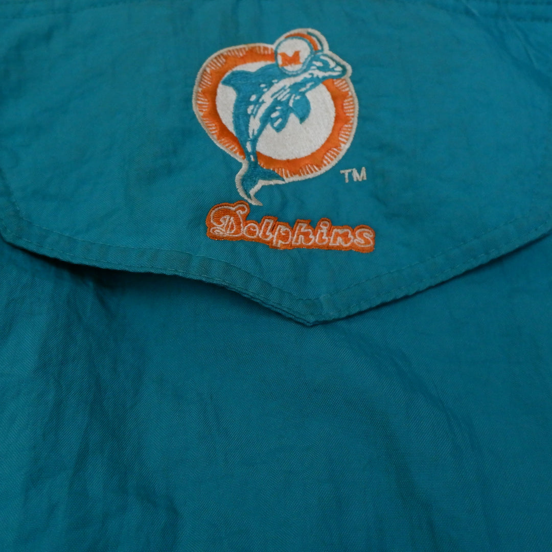 Vintage Miami Dolphins Starter Pro Line 1/2 Zip Hooded Puffer Coat Teal