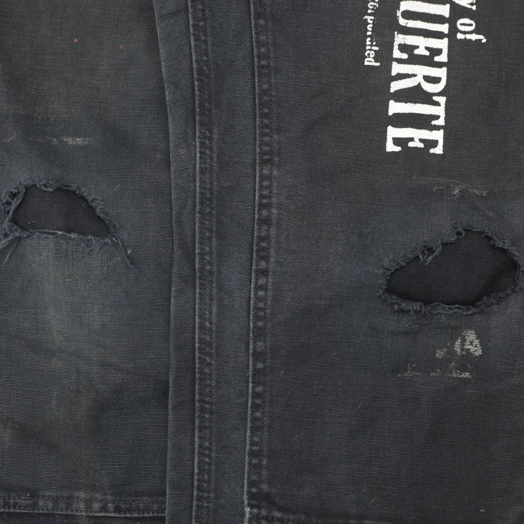 Mens Carhartt Distressed Logo Print Canvas Work Pants Size L
