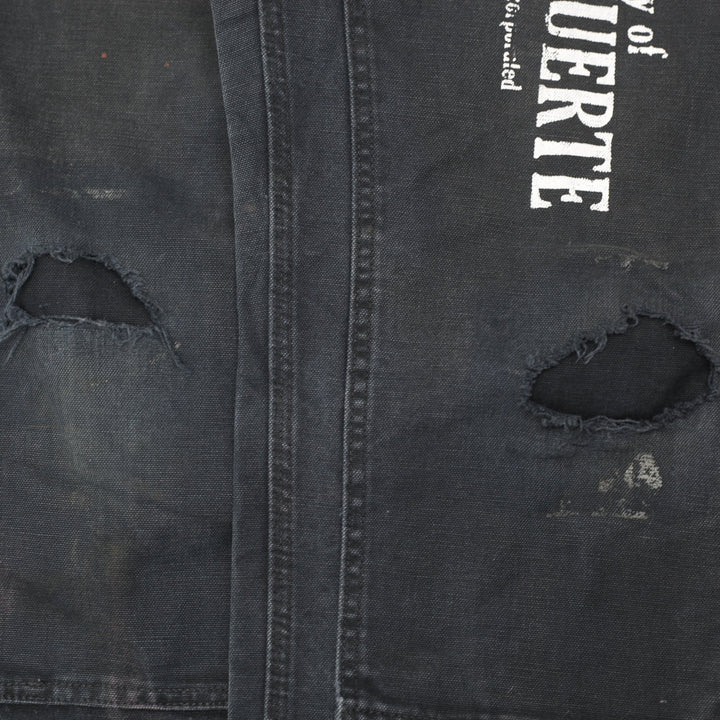Mens Carhartt Distressed Logo Print Canvas Work Pants Size L