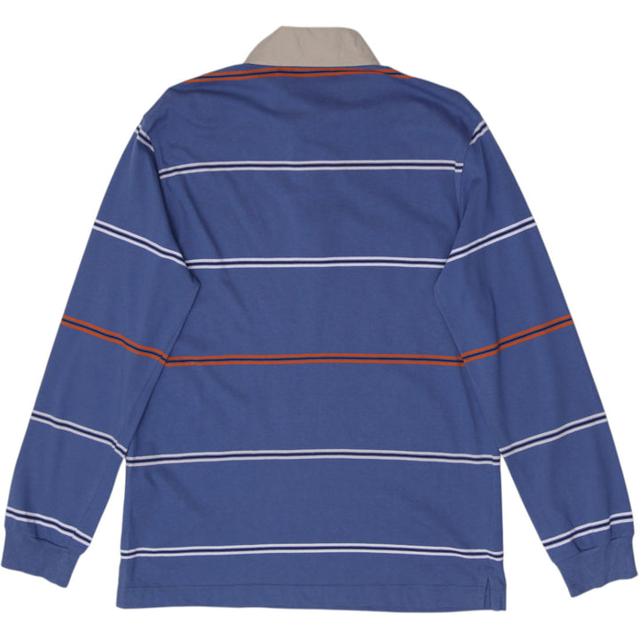 Mens Fred Perry Polo Blue Striped Long Sleeve Retro Rugby T-Shirt