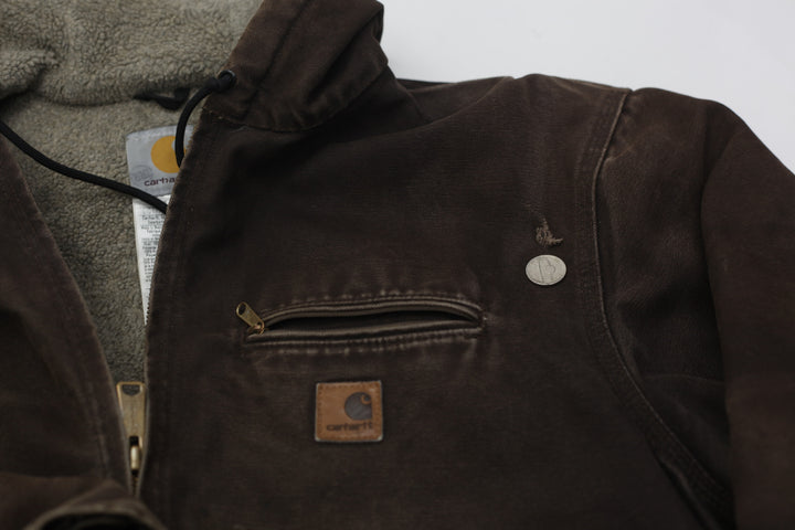 Mens Carhartt J141 DKB Sherpa Fleece Lined Workwear Hooded Jacket