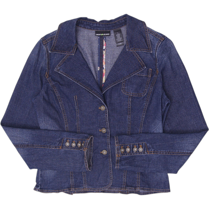 Y2K Ladies DKNY Jeans Denim Blazer Jacket Medium Dark Wash