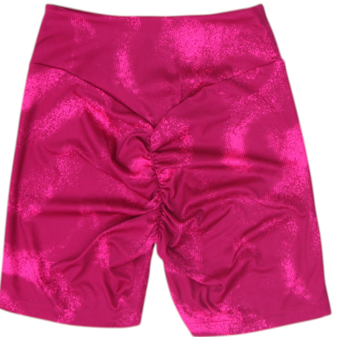 Ladies Gymshark Power Tight Shorts Magenta Pink Print Size M
