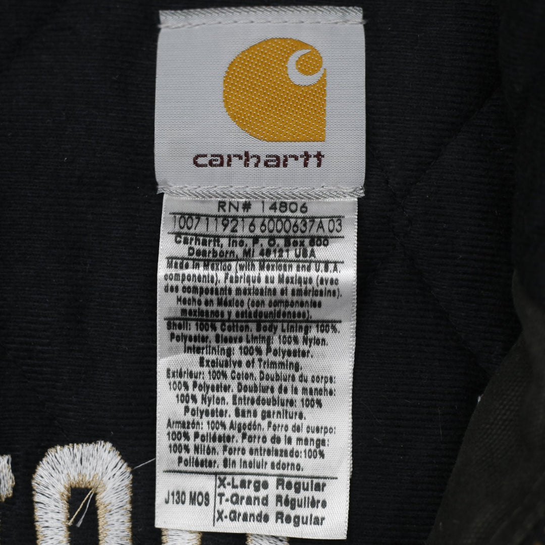 Men Carhartt J130 MOS Green Duck Canvas Hooded Quilted Jacket