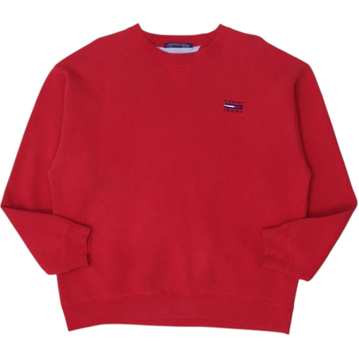 Vintage Mens Tommy Jeans Sweatshirt Red Crew Neck Cotton Blend XL | Migration_Sweatshirt | Fashion Rerun