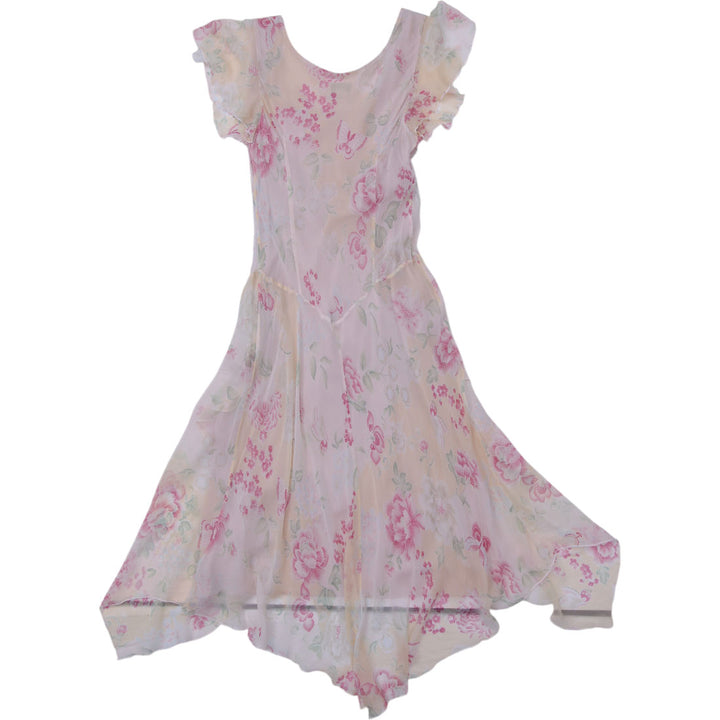 Vintage Ladies Robbie Bee 100% Pure Silk Chiffon Layered Midi Dress Size 14
