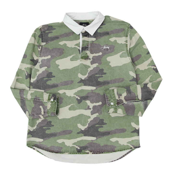Mens Stussy Camo Rugby Shirt