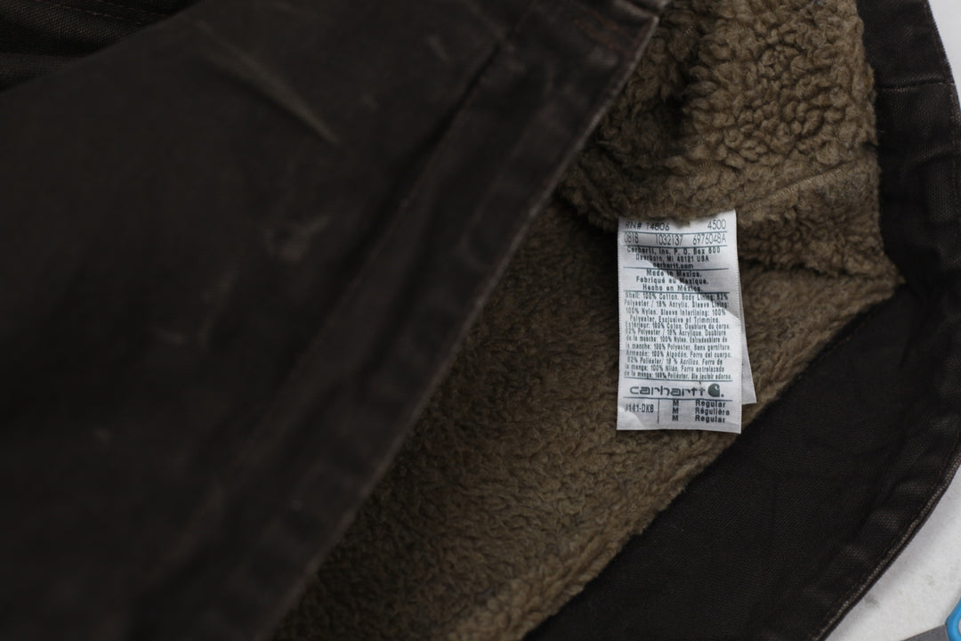 Mens Carhartt J141 DKB Sherpa Lined Dark Brown Irregular Jacket