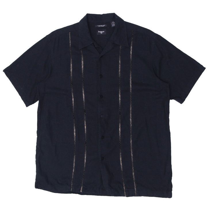 Mens Haggar Washable Linen Short Sleeve Shirt Black - Fashion Rerun Vintage Migration_Shirt