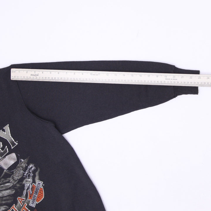 Vintage Mens Harley Davidson Sweatshirt Black Graphic Fleece 1991