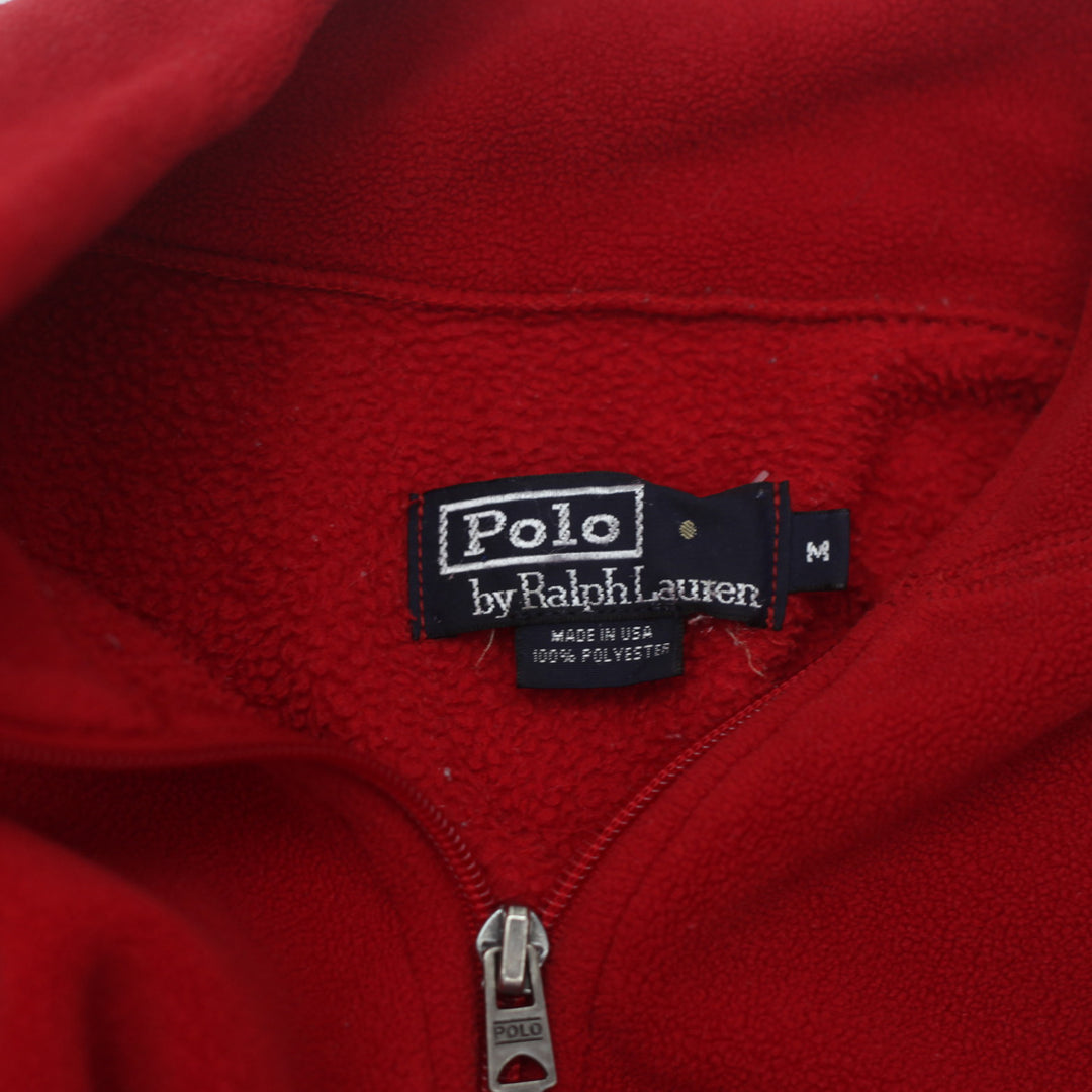 Vintage Polo Ralph Lauren Quarter Zip Fleece Pullover Red, Size M Made In USA - Fashion Rerun Vintage Migration_Sweaters