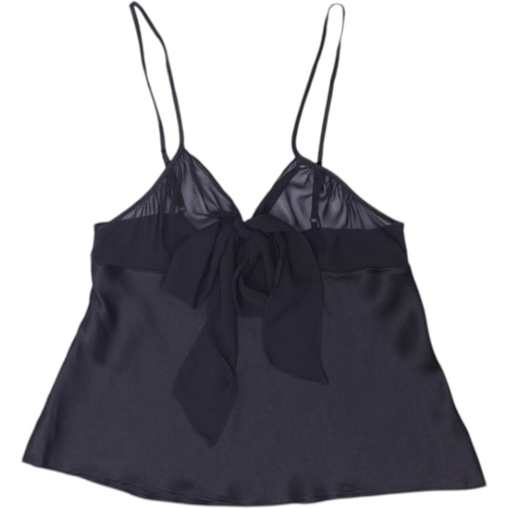 Y2K Ladies JoySpun Satin & Sheer Mesh Front Tie Bow Camisole Tank Top Size M