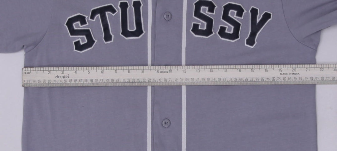 Mens Stussy Baseball Gray Short Sleeve Button Jersey L | Migration_Jerseys SW COLLECTION - View 8 | Fashion Rerun
