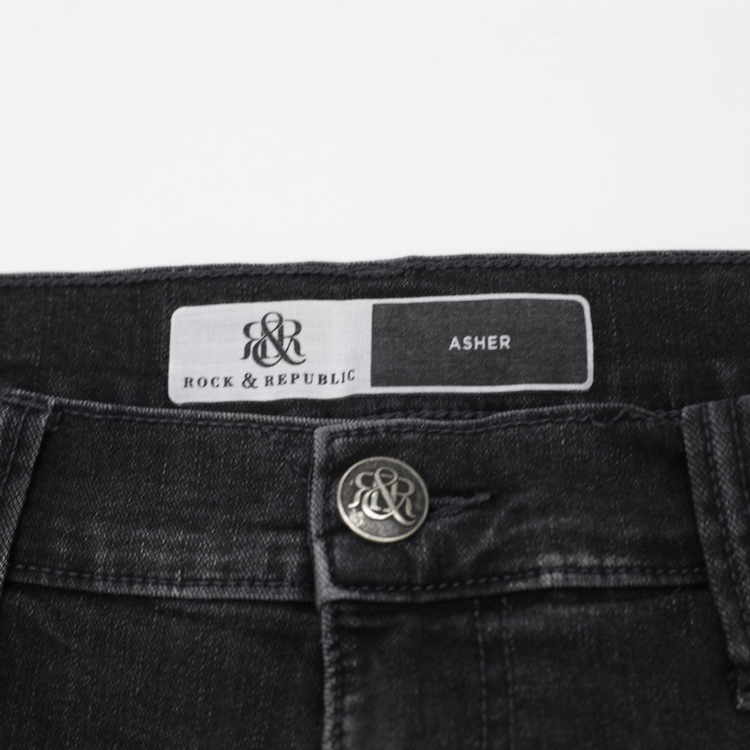 Mens Rock & Republic Asher Black Denim Stretch Jean Jorts Men’s Size 34