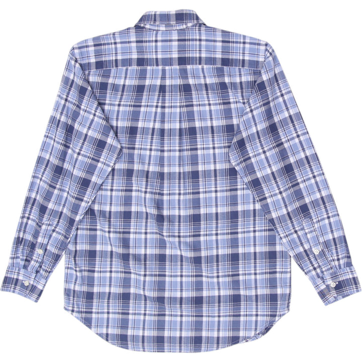 Youth Boys Ralph Lauren Shirt Blue Plaid Cotton Casual Long Sleeve