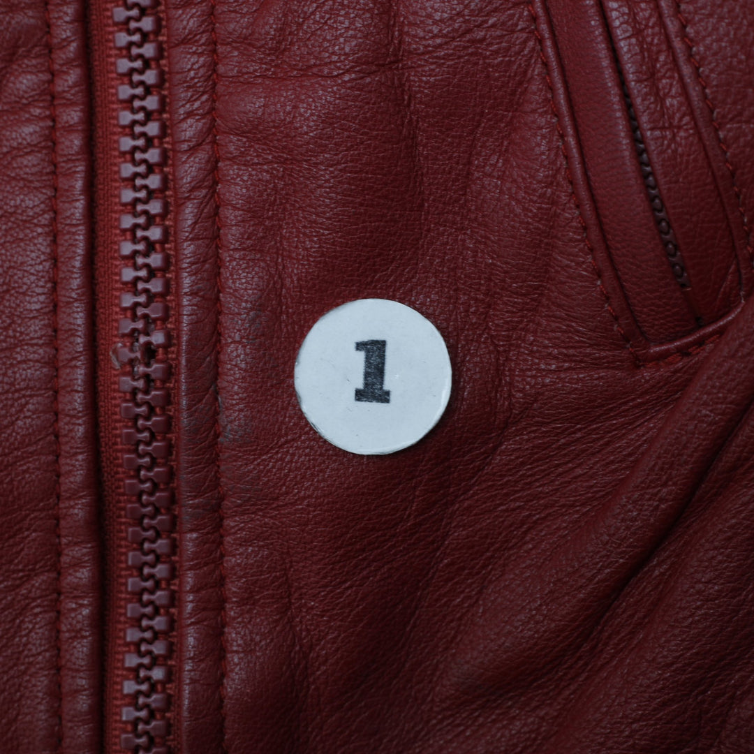 Vintage UNIK Red Leather Biker Jacket Size L | Migration_Jackets MJ DROP - View 7 | Fashion Rerun