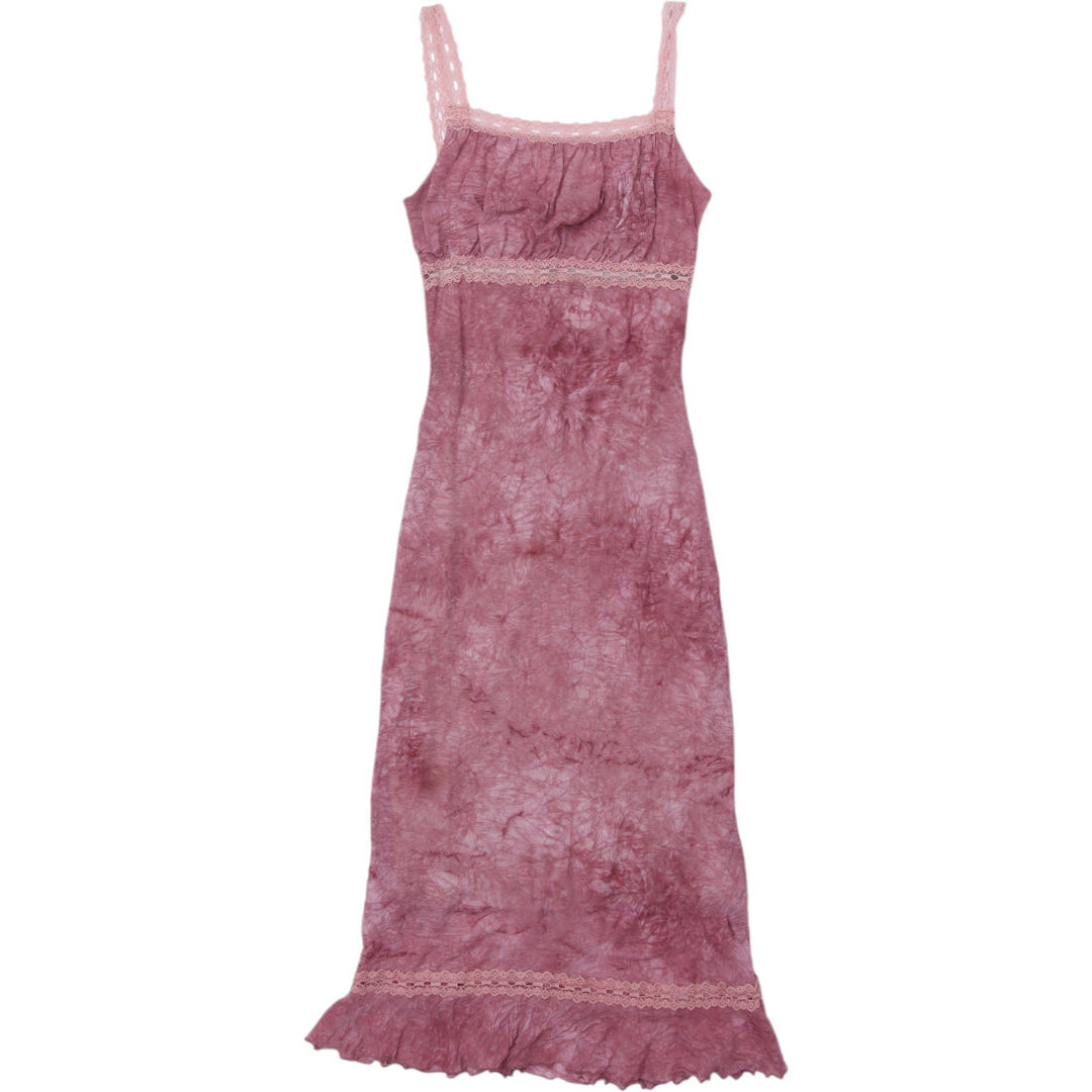 Y2K Ladies Blu Heaven Slip Dress Pink Lace Detail Size S