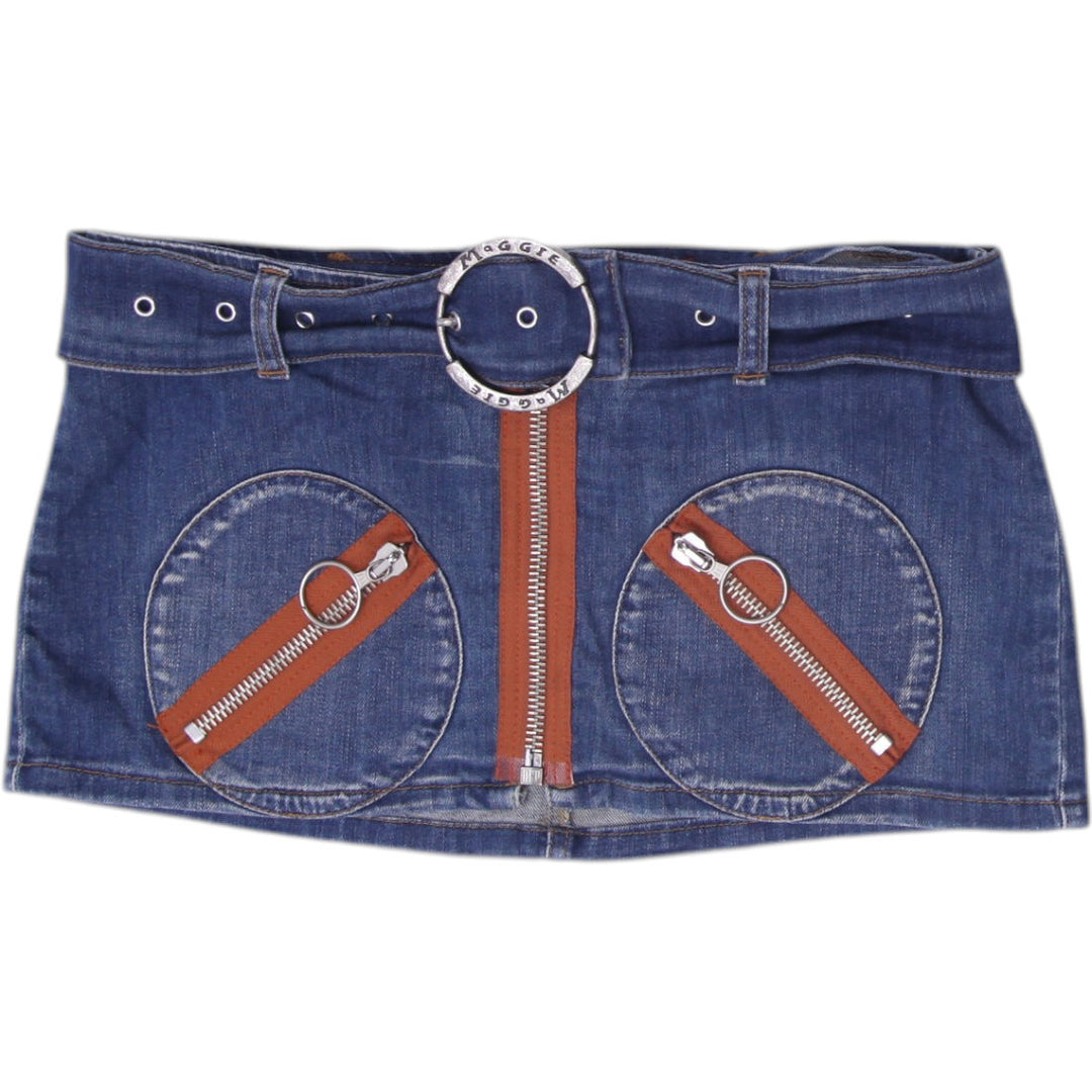 Y2K Ladies maggie® jeans flair Low-Rise Belted Denim Mini Skirt