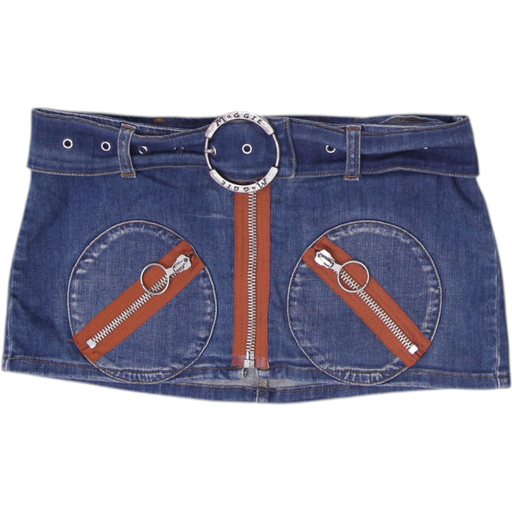 Y2K Ladies maggie® jeans flair Low-Rise Belted Denim Mini Skirt