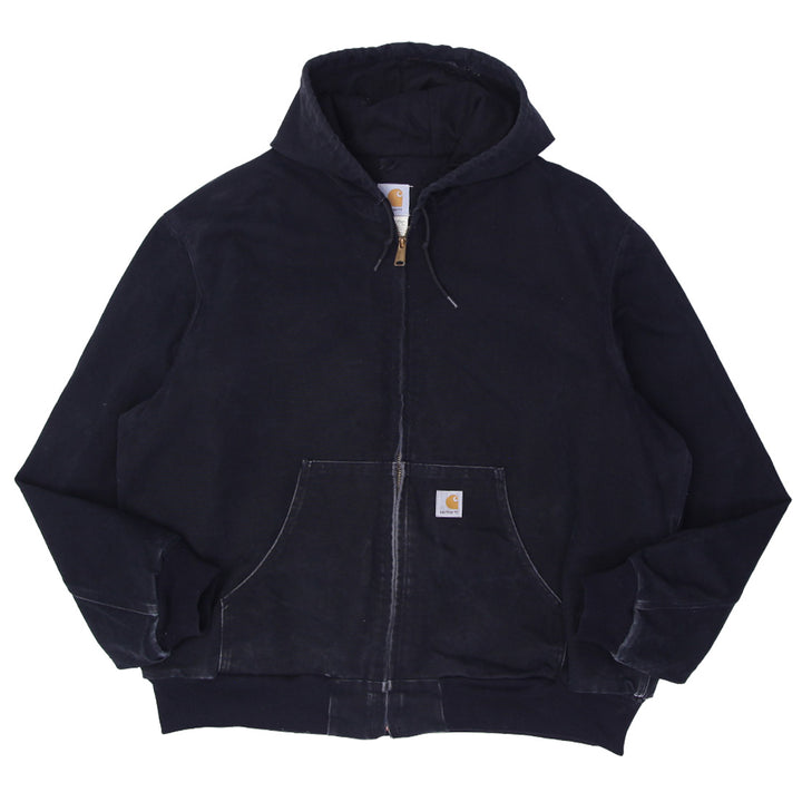 Vintage Carhartt J131BLK Canvas Zip Up Hooded Jacket