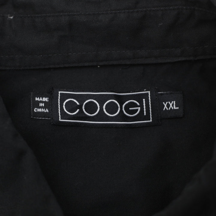 Coogi Gold Button Embroidered Crest Patch Black Purple Stripe Shirt Size XXL | Migration_Shirts - Back View | Fashion Rerun
