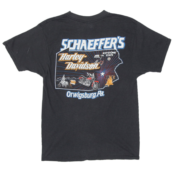 Vintage Harley Davidson Schaeffer's T-Shirt S.Stitch Made In USABlack S