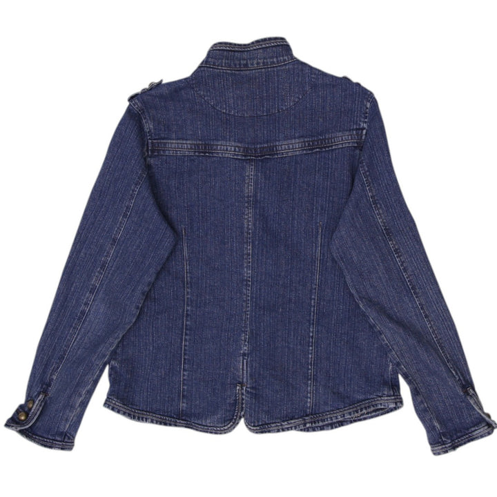 Y2K Button-Up Denim Military Jacket Size XL