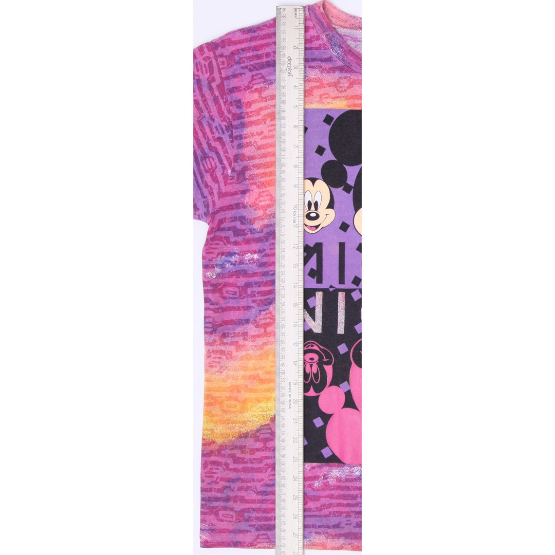 Vintage 90s Mickey Mouse All Over Print Neon Tie Dye Walt Disney Company S.Stitch Size M